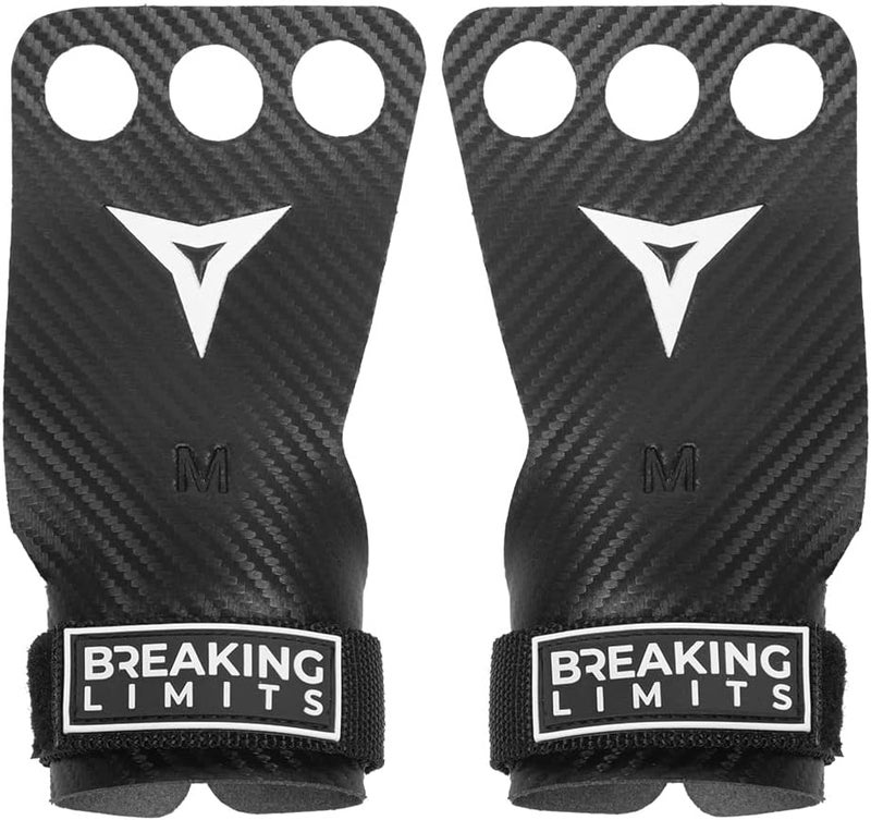 BREAKING LIMITS قبضات كروس فيت 3 ثقوب - قبضات جمباز - قبضات يد من الكربون - كالييراس لكروس فيت - قبضات جمباز للرجال والنساء - واقيات كفوف للتمارين، رفع الأثقال، كاليستينيكس وWOD - Image 1
